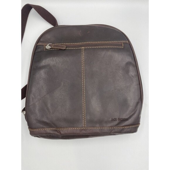 Jack Georges LEATHER BACKPACK "Voyager" DISTRESSED BROWN Unisex CONVERTIBLE BAG - Picture 1 of 16